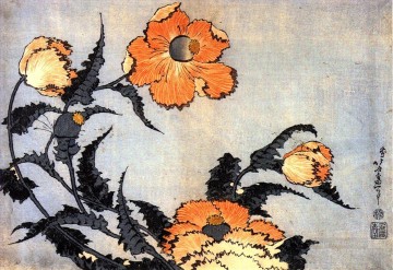 amapolas Katsushika Hokusai Ukiyoe Pinturas al óleo